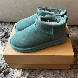 UGG classic ultra mini. Deep ice. Teal. Green. Blue. Womens size 6. New in box.